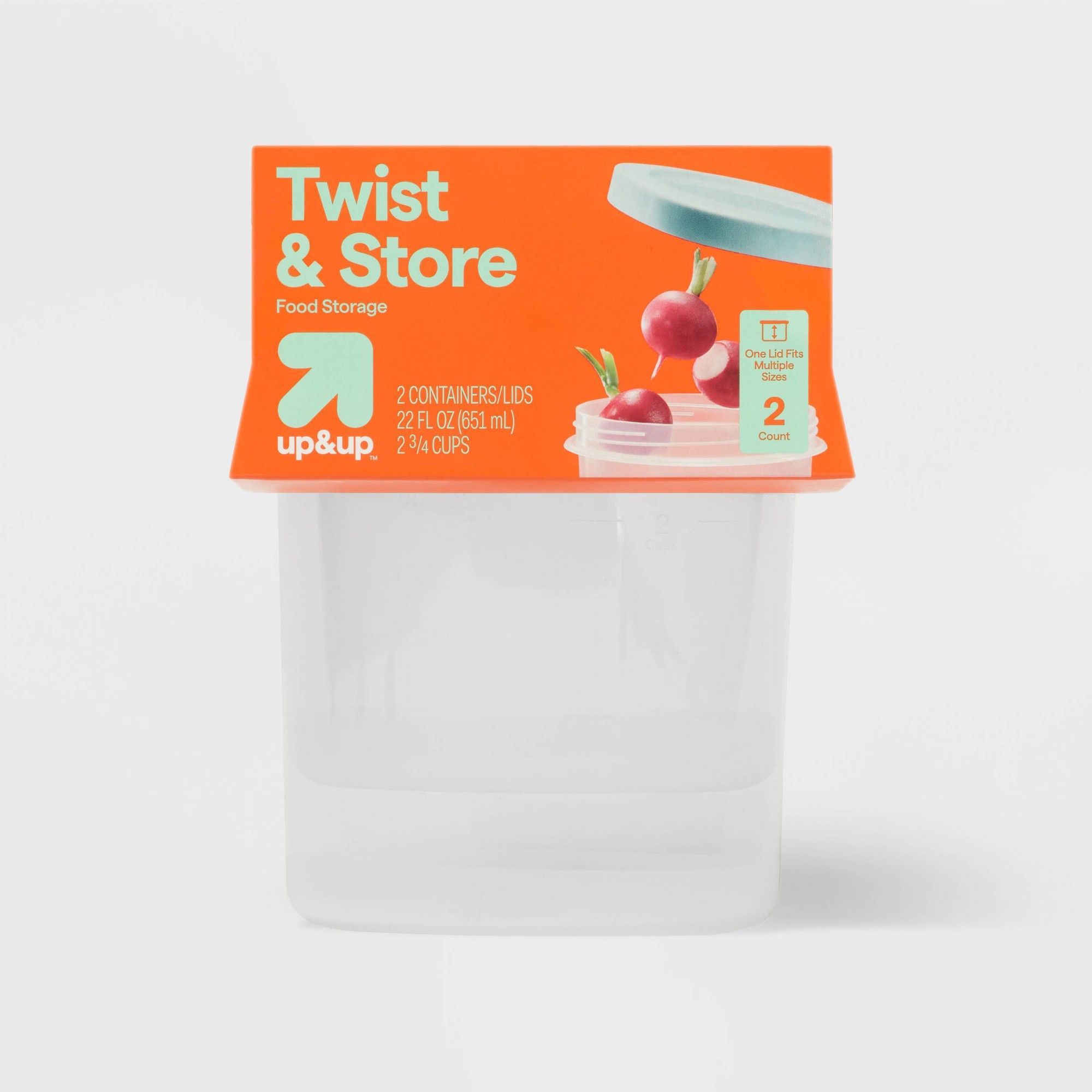 Storage Food Prep - 2ct Large Round Twist Food Storage