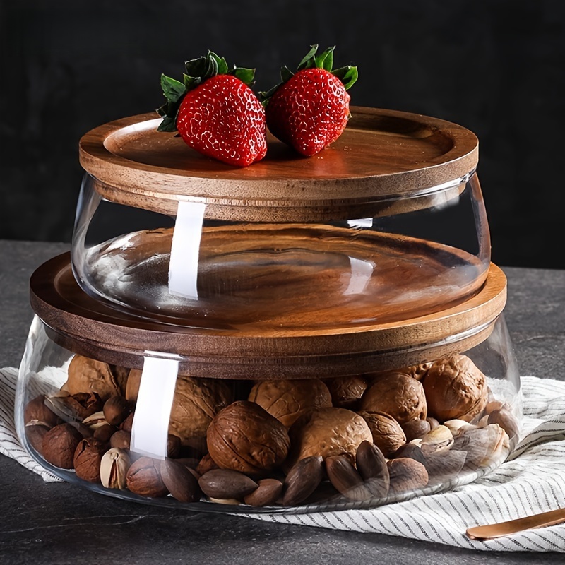 Food Storage Lidl - Glass Canisters with Wooden Lids –Multi-Purpose