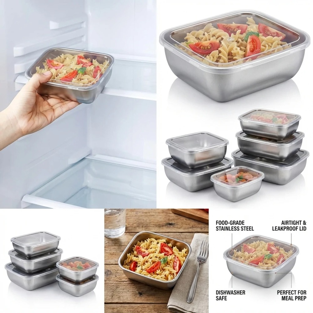 6PCS Stainless Steel Food Stor - đánh giá và giá Stainless Lunch Box